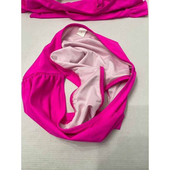 Cross Wrap Halter Bikini Set Pink Size L(8) - Picture 7 of 8